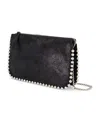 Elle Collection Silver Trimmed Wallet On Chain Clutches Bag In Black