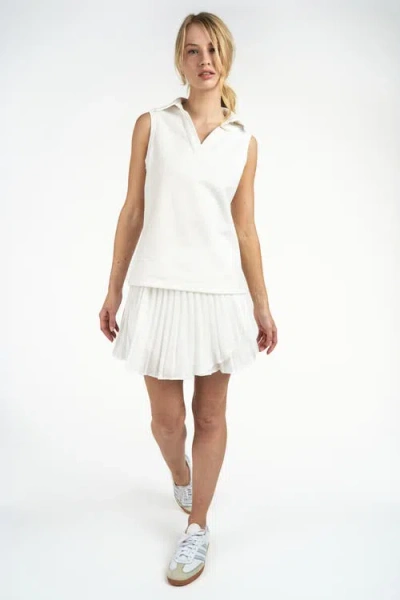Elle Collection Sleeveless Polo In White