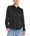 Elle Collection Sparkle Trim Satin Shirt In Black