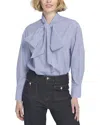 Elle Collection Striped Bow Shirt In Blue