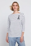 Elle Collection Striped Tee With Graphic Top In Multi
