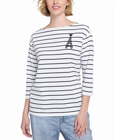 ELLE COLLECTION STRIPED TEE WITH GRAPHIC