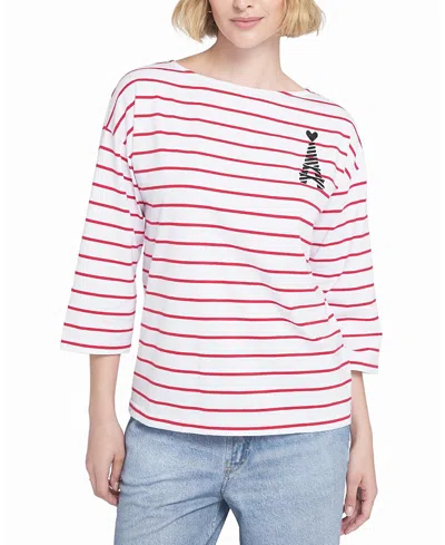 ELLE COLLECTION STRIPED TEE WITH GRAPHIC