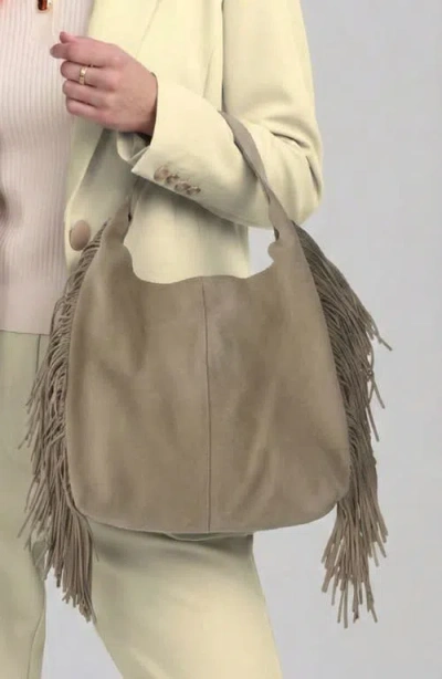 Elle Collection Suede Fringe Bag In Brown