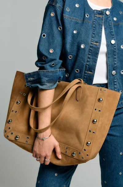 Elle Collection Suede Grommet Tote In Brown