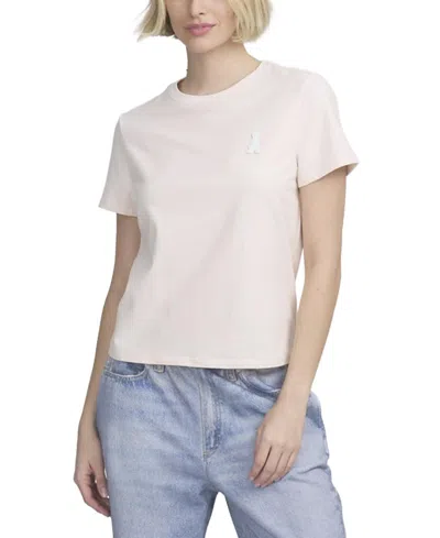 Elle Collection Tee With Logo Applique In Pink