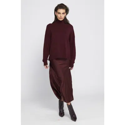 Elle Collection Turtleneck Sweater Pullover In Burgundy