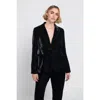 Elle Collection Velvet Blazer Jacket In Black