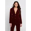 Elle Collection Velvet Blazer Jacket In Brown
