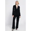 Elle Collection Velvet Suit Trousers Wide-leg Pants In Black