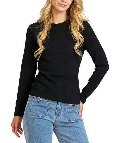 Elle Collection Women's Elle Embroidered Long Sleeve Shirt In Black
