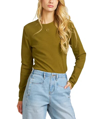 Elle Collection Women's Elle Embroidered Long Sleeve Shirt In Green
