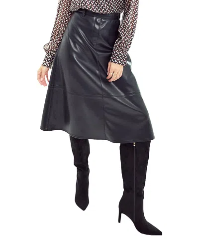 Elle Collection Women's Faux Leather Skirt In Black