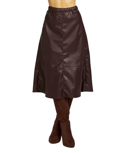 Elle Collection Women's Faux Leather Skirt In Brown