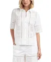 Elle Collection Lace Insert Everyday Blouse In White
