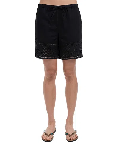 Elle Collection Women's Lace Inset Short In Black