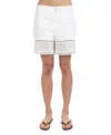 Elle Collection Lace Insert Pull-on Shorts In White