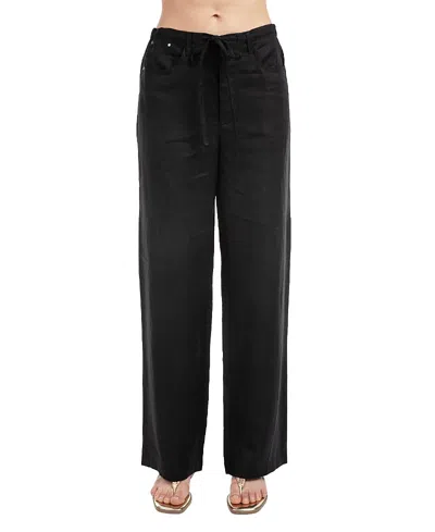 Elle Collection Women's Linen Drawcord Pant In Black