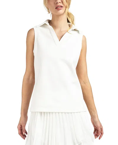 Elle Collection Women's Sleeveless Polo In White