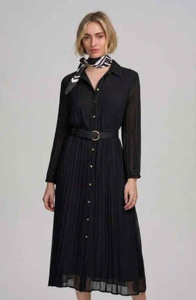 Elle Collection Woven Pleated Dress In Black