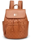 Elle Compass 10l Vegan Leather Monogram Mini Backpack In Brown