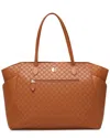 Elle Compass 32l Vegan Leather Monogram Weekender Duffel Bag In Orange