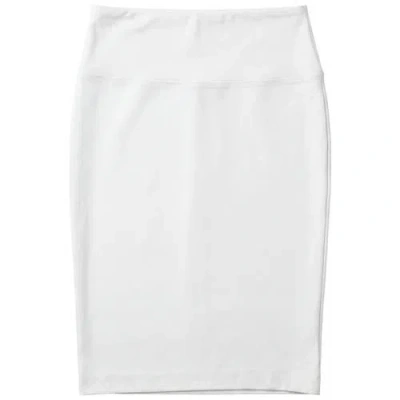 Elle Couture Elastic Waist Straight Ponte Pencil Skirt In White
