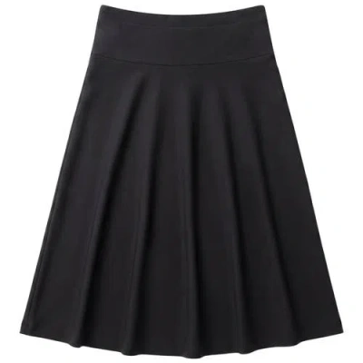 Elle Couture Ponte Pull On Stretch Flared Midi Skirt In Black
