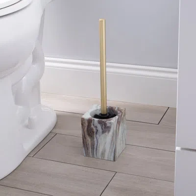 Elle Decor 14.37" Toilet Brush And Holder In Gray/brown In Brown;gray
