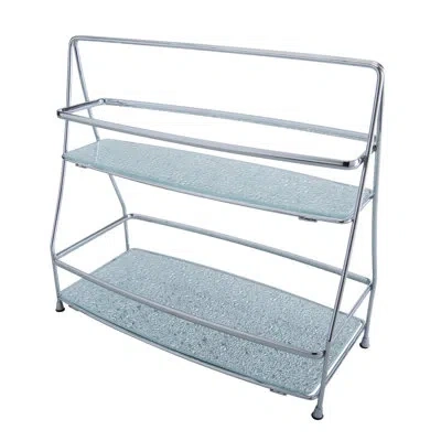 Elle Decor 2 Tier Hammered Mirror Vanity Tray Tower In Silver