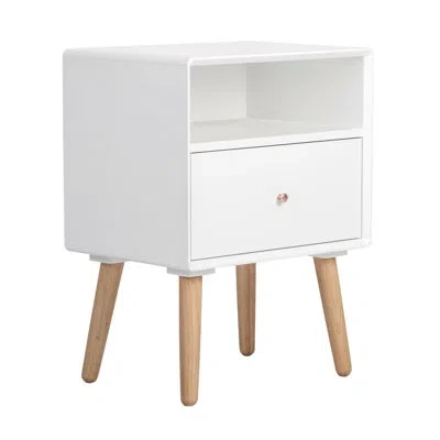 Elle Decor Adore Decor Lilou Modern Accent Side Table With 1-drawer In White