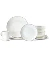 Elle Decor Adrienne Porcelain 16pc Dinnerware Set In White