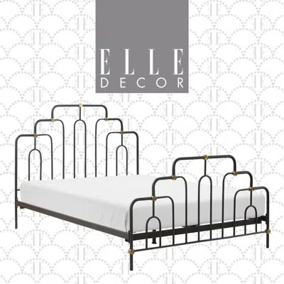 Elle Decor Astrid Modern Bed With Metal Headboard And Footboard In Black