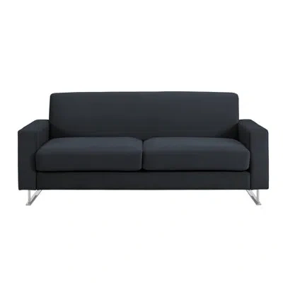 Elle Decor Baylie Mid-century Modern Sofa With Chrome Sleigh Legs In Cobalt