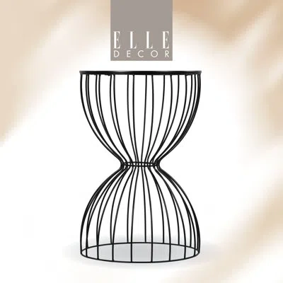 Elle Decor Cami Modern Hourglass Metal End Table, Decorative Round Accent Coffee Table Or Nightstand In Black