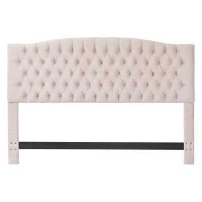 Elle Decor Celeste Tufted Upholstered Padded Headboard With Contemporary Button Tufting In French Blush Pink Velvet