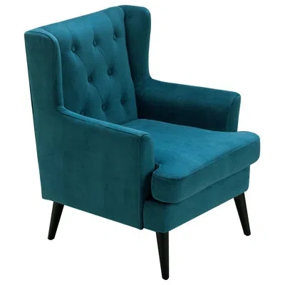 Elle Decor Celeste Tufted Velvet Accent Chair In Teal Velvet