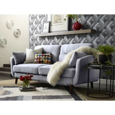 Elle Decor Chloe Square Arm Loveseat In Light Gray
