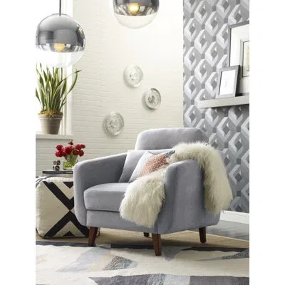 Elle Decor Chloe Upholstered Living Room Armchair In Light Gray