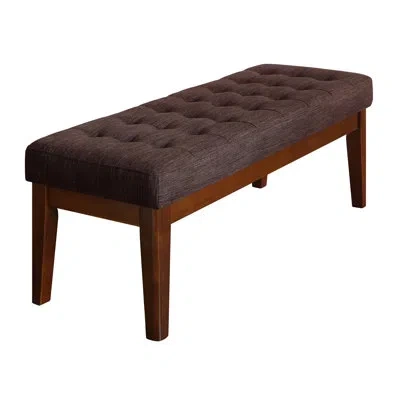 Elle Decor Claire Button Tufted Upholstered Bedroom Bench With Wooden Legs In Chocolate Brown