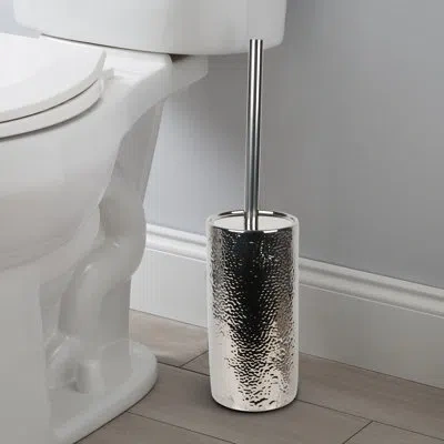 Elle Decor Hammered 8in. H Free Standing Toilet Brush And Holder In Silver