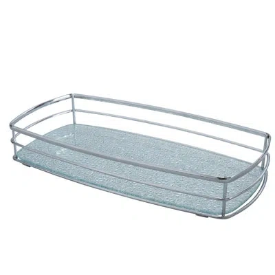 Elle Decor Hammered Vanity Tray In Silver;blue