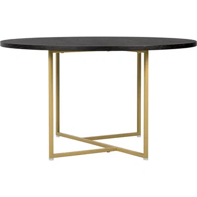 Elle Decor Ines Contemporary Design Coffee Table For Living Room With Wood Tabletop And Metal Legs In Black