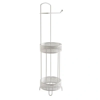 Elle Decor La Croix Reserve And Dispenser Freestanding Toilet Paper Holder In White