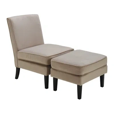 Elle Decor Olivia Upholstered Accent Chair With Foot Rest Ottoman In Taupe