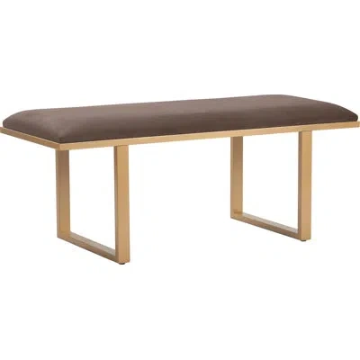 Elle Decor Remi Velvet Bedside Bench, Upholstered Ottoman, Easy Assembly In Chocolate Brown