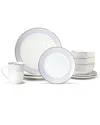 Elle Decor Thea Porcelain 16pc Dinnerware Set In White