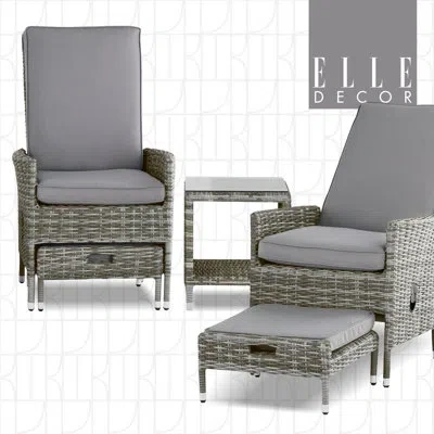 Elle Decor Vallauris 5-piece Outdoor Reclining Chair Set, Gray