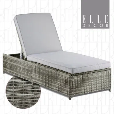 Elle Decor Vallauris Outdoor Chaise Lounge With Storage, Grey In Gray