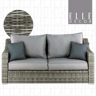 Elle Decor Vallauris Patio Outdoor Furniture Collection, Premium All Weather Wicker, Sofa, Grey In Gray